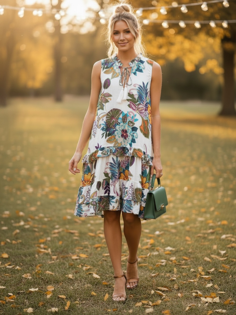 Raga Floral Tiered Ruffle Boho Dress Women’s Size Small